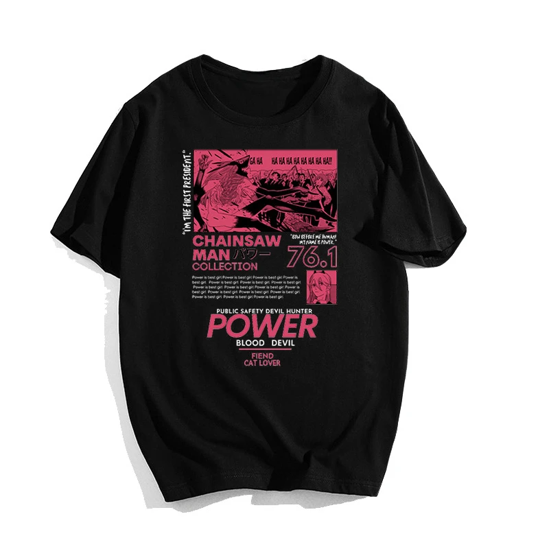 Makima Japanese Anime Chainsaw Man T-Shirt Cotton Graphic Tee Men Women Summer Streetwear