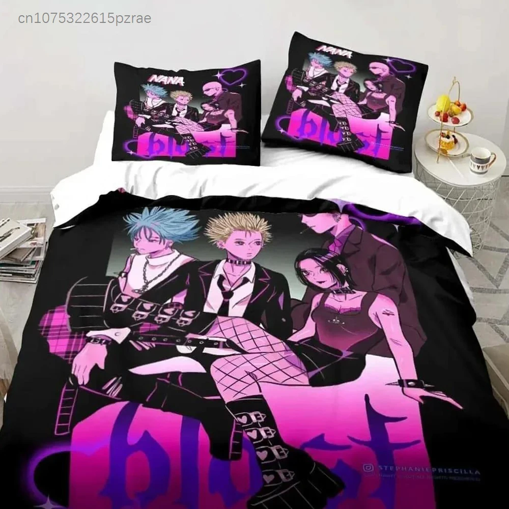 3D Print Cartoons Black Stone NANA Manga Bedding Set Printed With Pillowcase Duvet Cover Soft Queen King Size Bedclothes Home