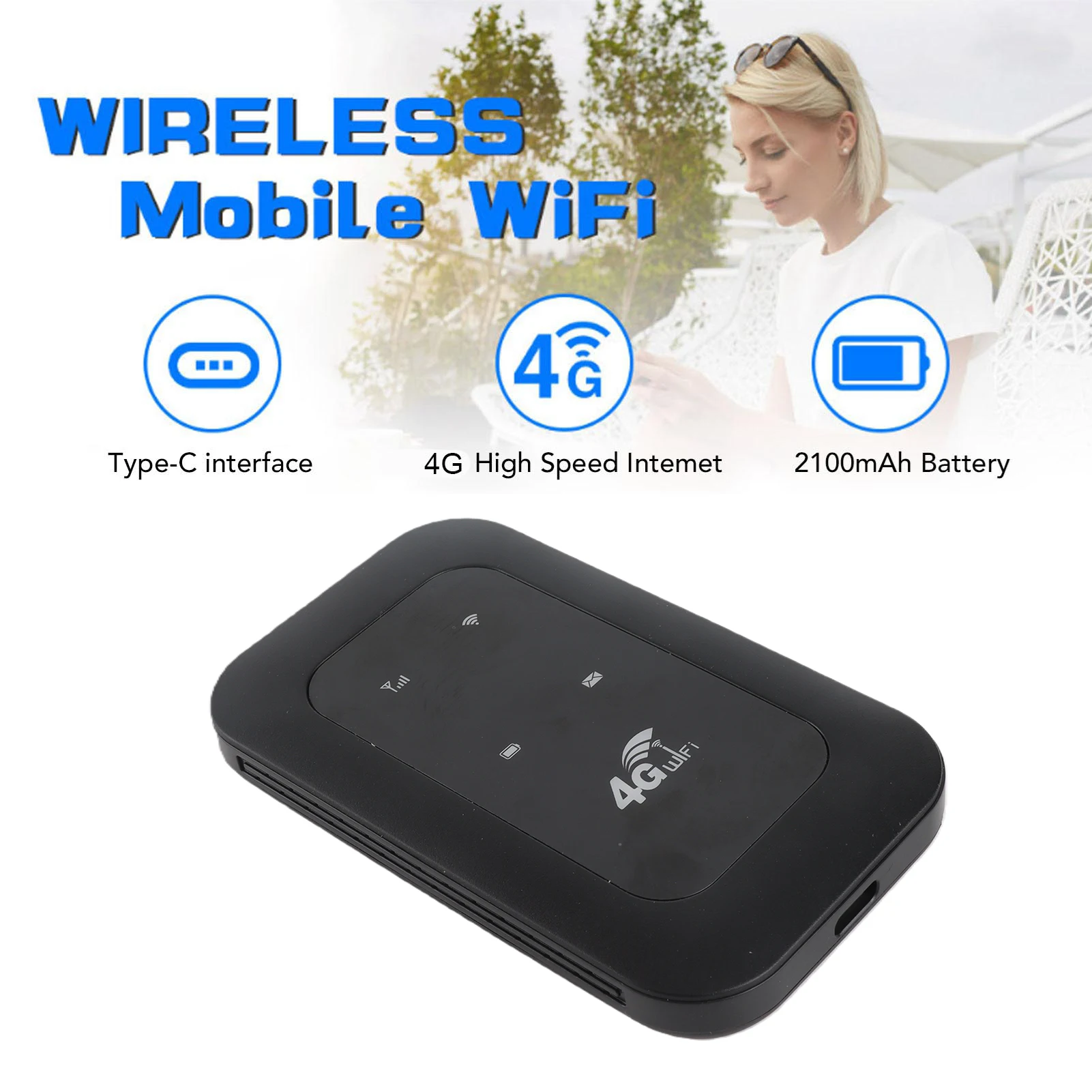 4G LTE Mobile WiFi Router Hotspot Supports 10 Connected Devices for Travel 300Mbps High Speed SIM Card Slot Color LED Display image 4