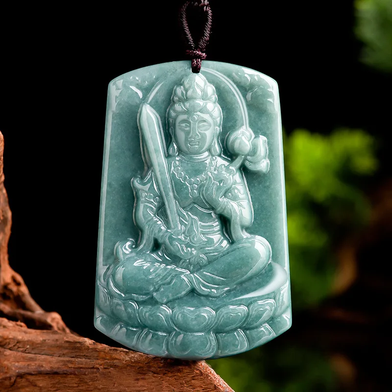

Natural A Blue Void Tibetan Bodhisattva Jade Pendant Zodiac Tiger Guardian Buddha Men And Women'S Pendants