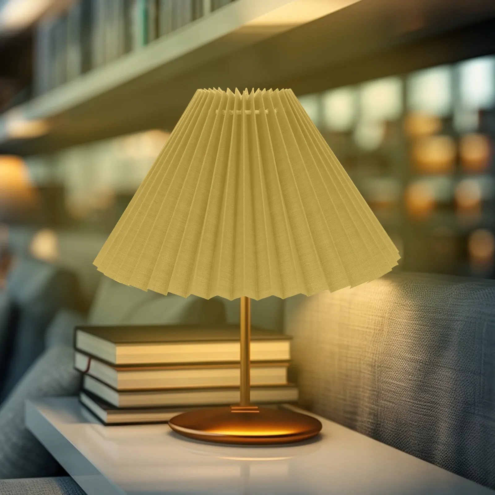 

Retro Style Pleated Fabric Lampshade for Bedroom Table Lamps Replacement Lamp Shade Cover Easy Clean E27 E14 Soft Light