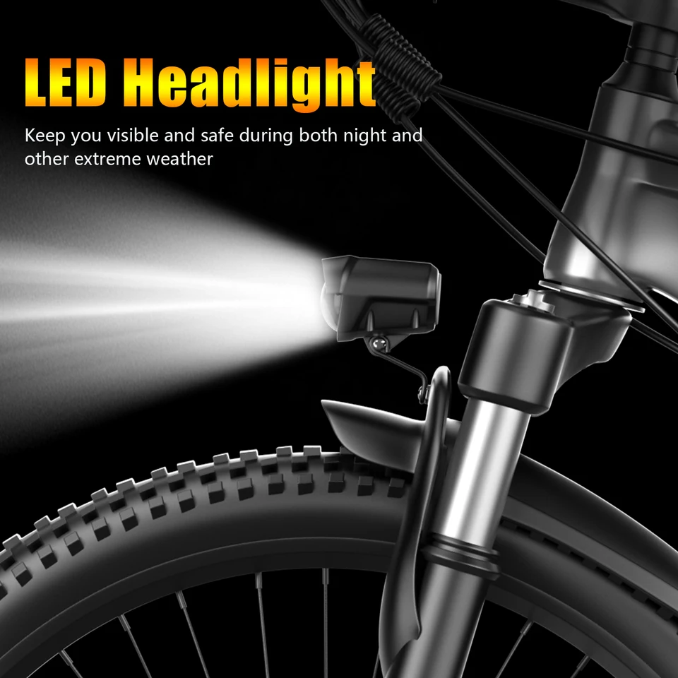 UPlee G73 Electric Bike Adults Electric Bicycle Peak 740W 48V 13AH E Bike 26" Fat Tire Mountain Bike 25mph Electric Dirt Bike image 8