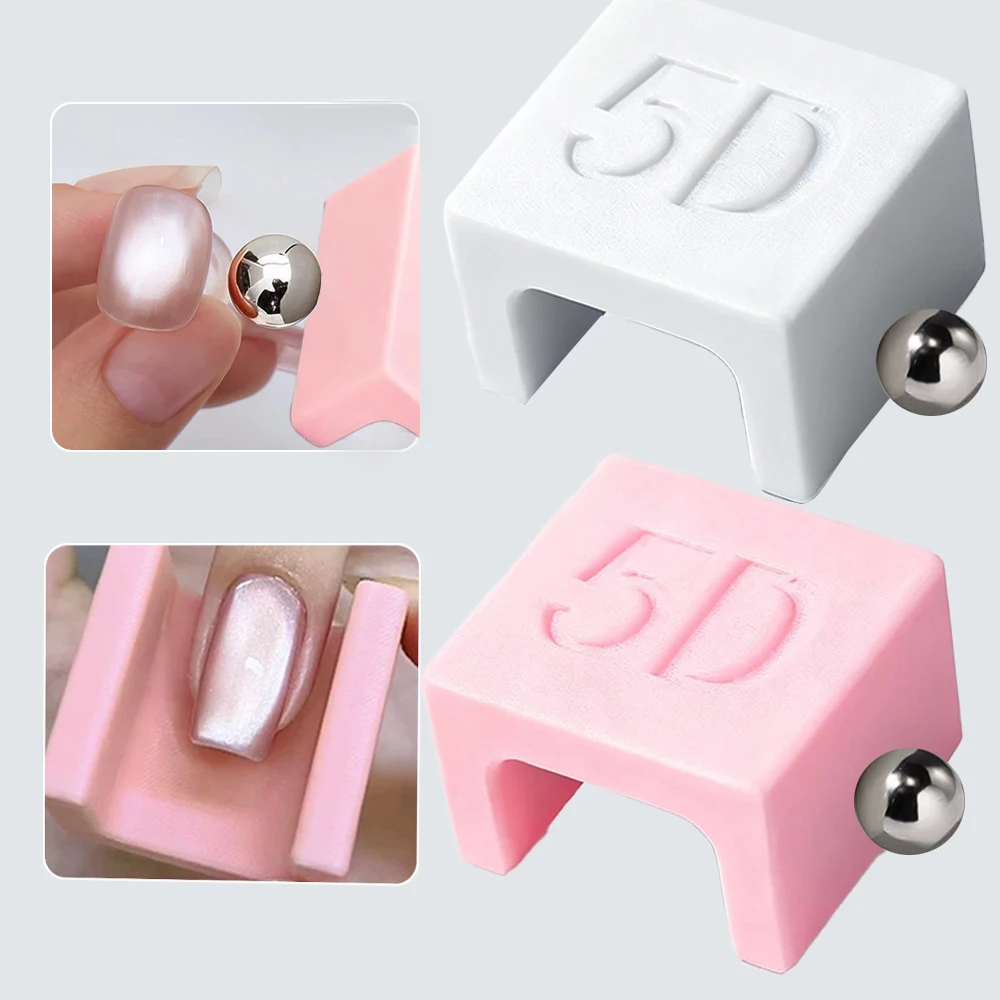 Ímã de unha olho de gato automático em forma de u 5d com bola magnética para sucção olho de gato conta de vidro ímã francês gel esmalte ferramentas &