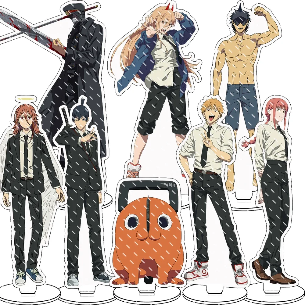 Anime Manga Chainsaw Man Acrylic Stand, Pochita Makima Power, Cosplay Accessories, Cute Collection Bag, Pendant Keychain, Fans G