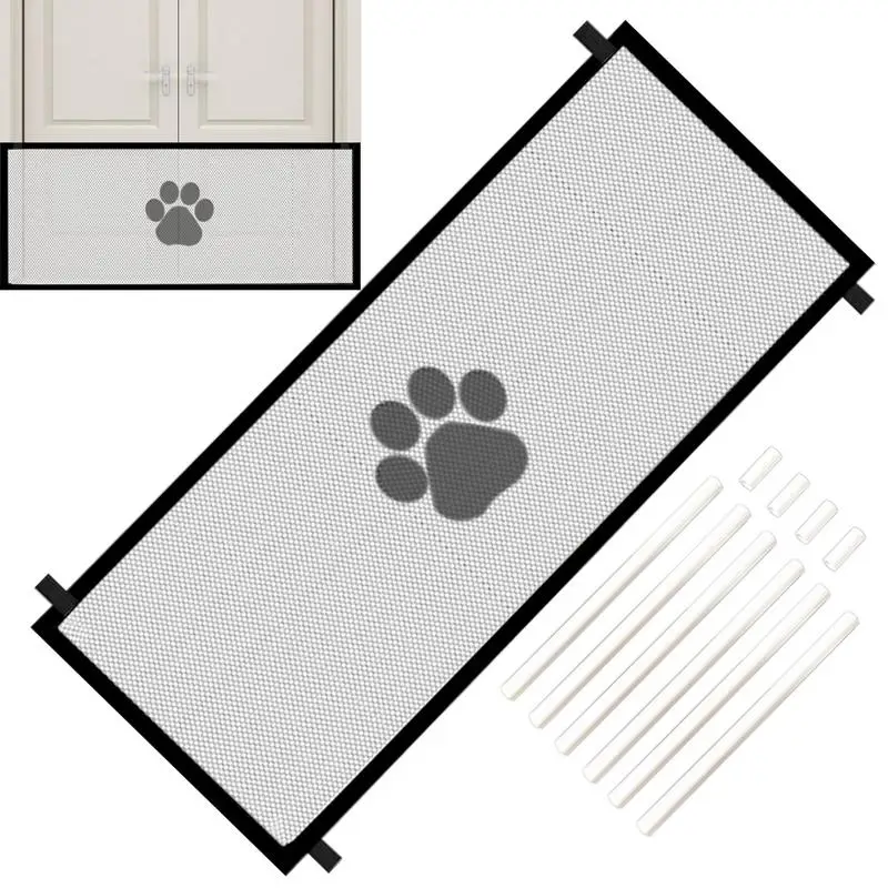 Foldable Dog Gate Telescopic Pet Fence Wide Pet Gate Folding Fence Net For Stairs Doorways Halls Kitchen