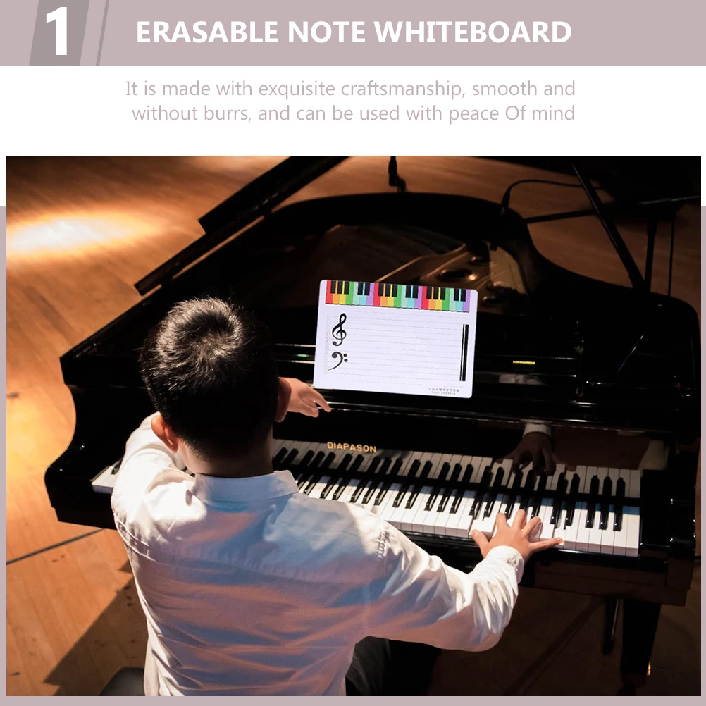 

Music Teaching Whiteboard Erasable Note Whiteboard Reusable Lightweight Student Piano Tool for Desk Practice Smooth Surface