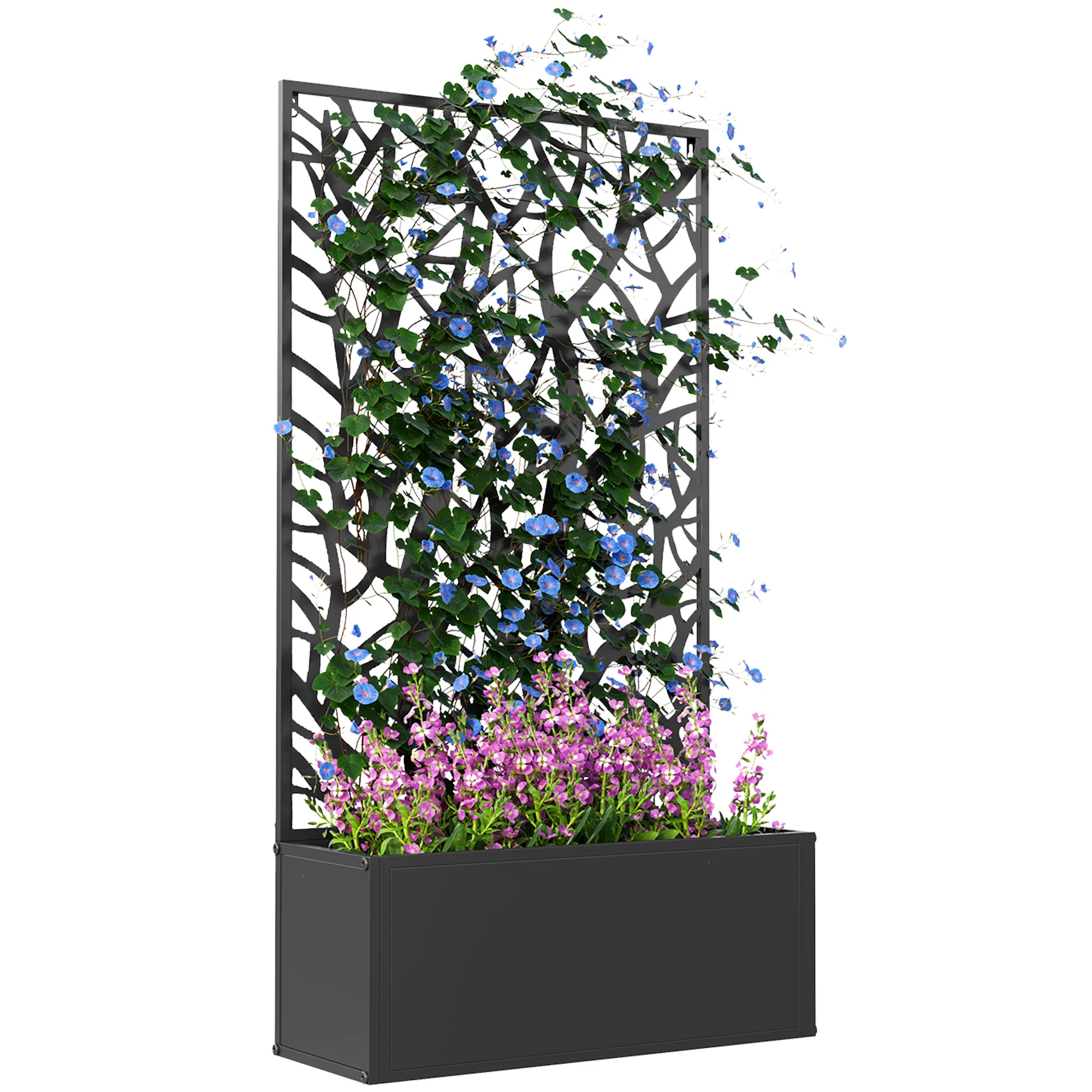 Outsunny Grote Metalen Buitenplantenbak 61X23X113 Cm-Outsunny. Zwart