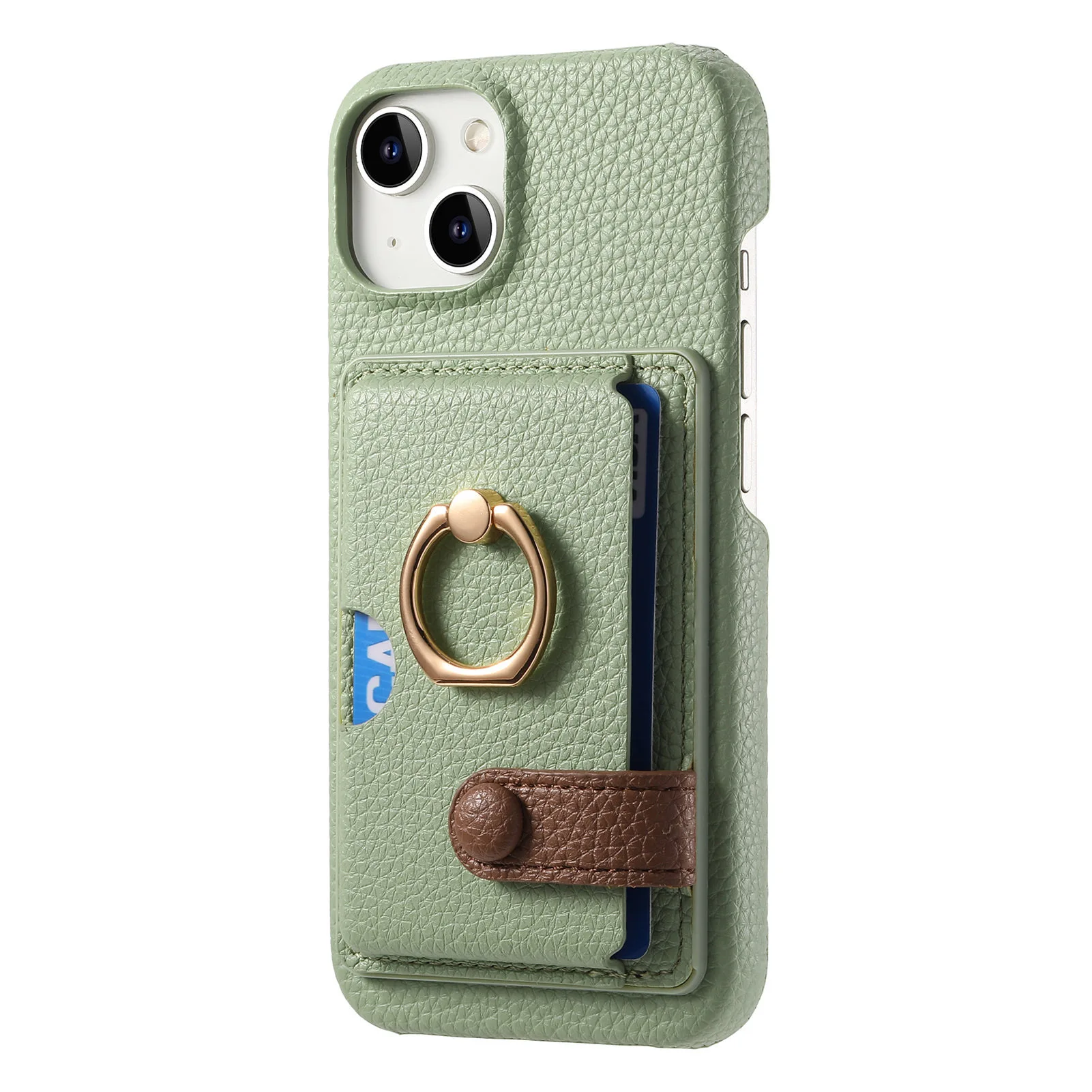 Leather Ring Support Phone Case for IPhone 17 Air 16E 18 16 15 14 13 12 11 Pro Max Plus Wallet with Card Holder Shockproof Cover