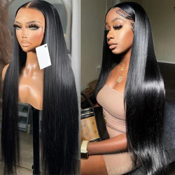 36 Inch Bone Straight 13x6 13x4 Lace Frontal Wig Brazilian Virgin Transparent Lace Front Human Hair Wigs For Women Pre Plucke