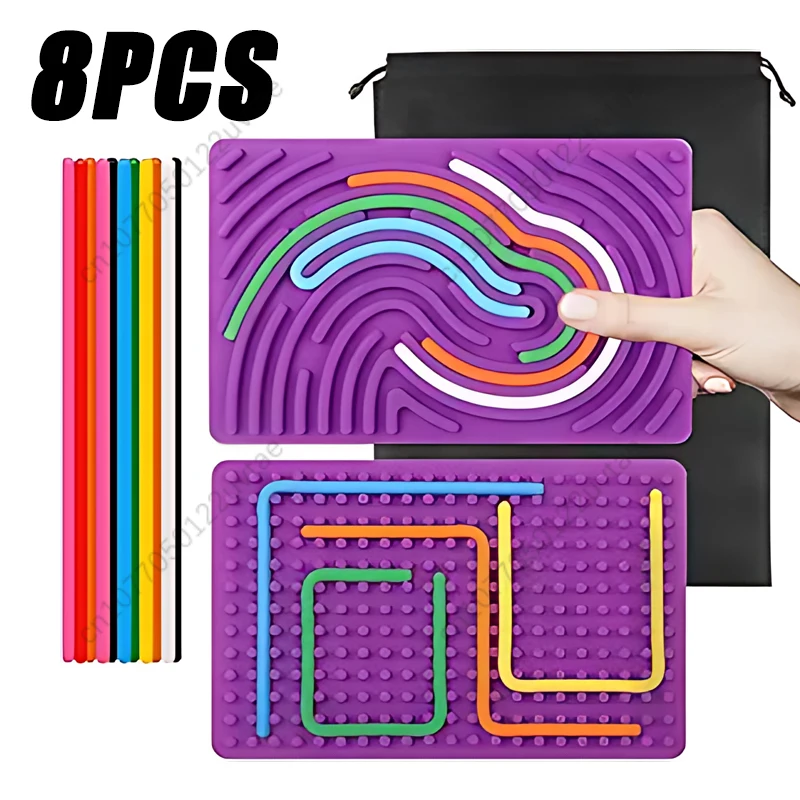 1-8PCS Children\'s Educational Silicone Stress Relieving Toys Twist Board Silicone Sensory Activity Board Twist Relief Board