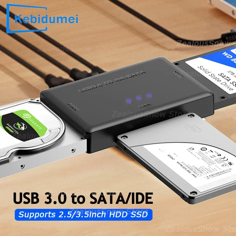 

SATA/IDE to USB 3.0 Hard Disk Adapter Hard Drive Reader for 3.5 2.5 inch HDD/SSD CD DVD ROM CD-RW 3in1 IDE SATA Adapter For PC