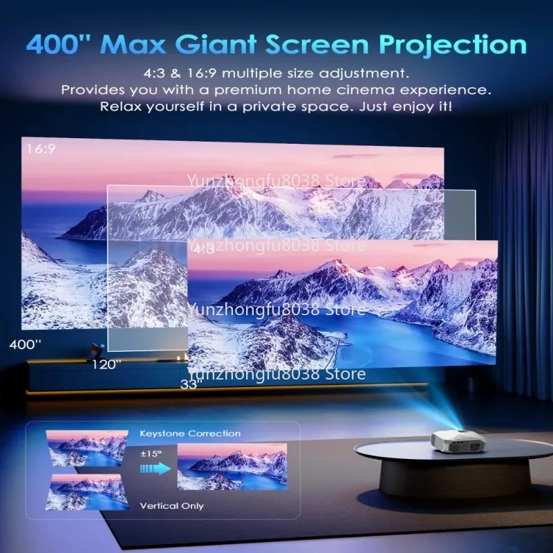 جهاز عرض أفلام 5G WiFi 1080P مع تقنية LCD 22000LM وعمر مصباح 120000 #4