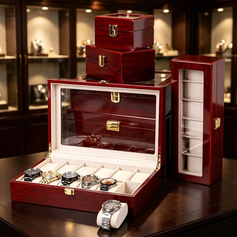 3-12 Slots Wooden Watch Organizer Box Eco Friendly Portable Travel Storage Case Men Wristwatch Gift Display Holder