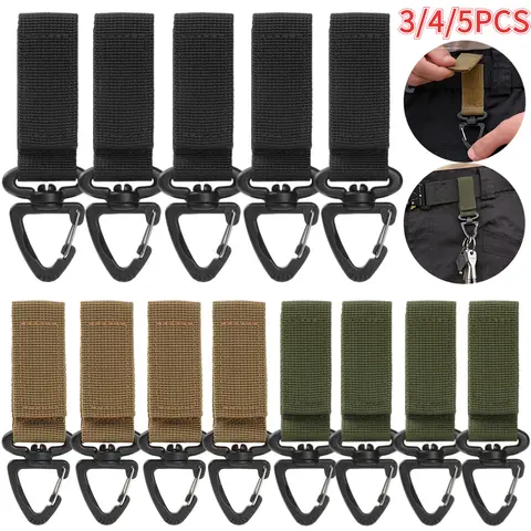 3/4/5pcs Military Tactical Hanging Buckle Nylon Molle Backpack Belt Buckle D-Shaped Outdoor Climbing Carabiner EDC Keychain Hook