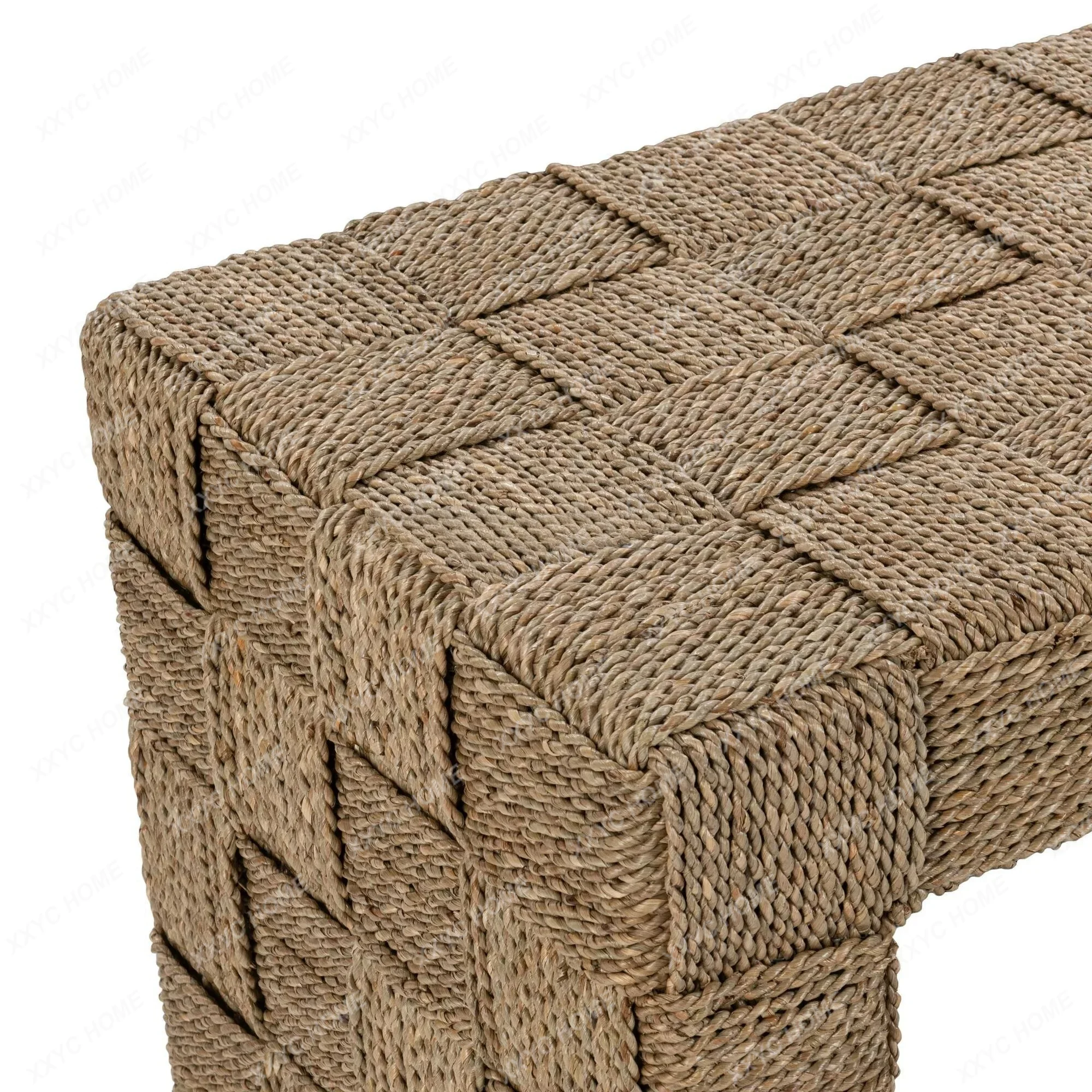 Vintage Rope Woven Entryway Table Modern Minimalist Hallway Console Table Hotel Lobby Side Table