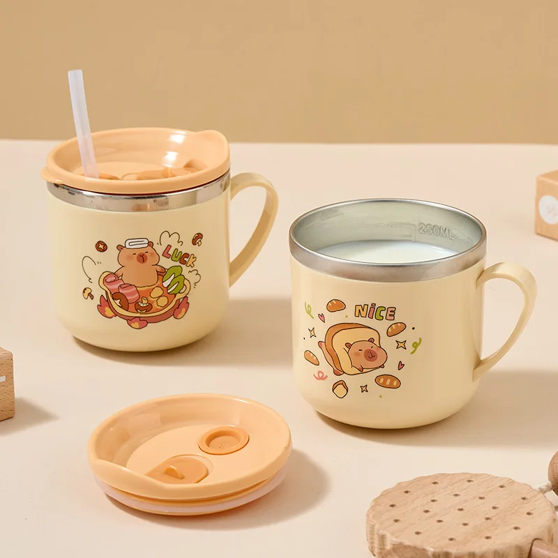 

Капибара 304, чашки для воды из нержавеющей стали для девочек, каваи, мультяшный аниме, чашка для зубов, детская кружка для сока, молока, чая, молока, подарок для ребенка