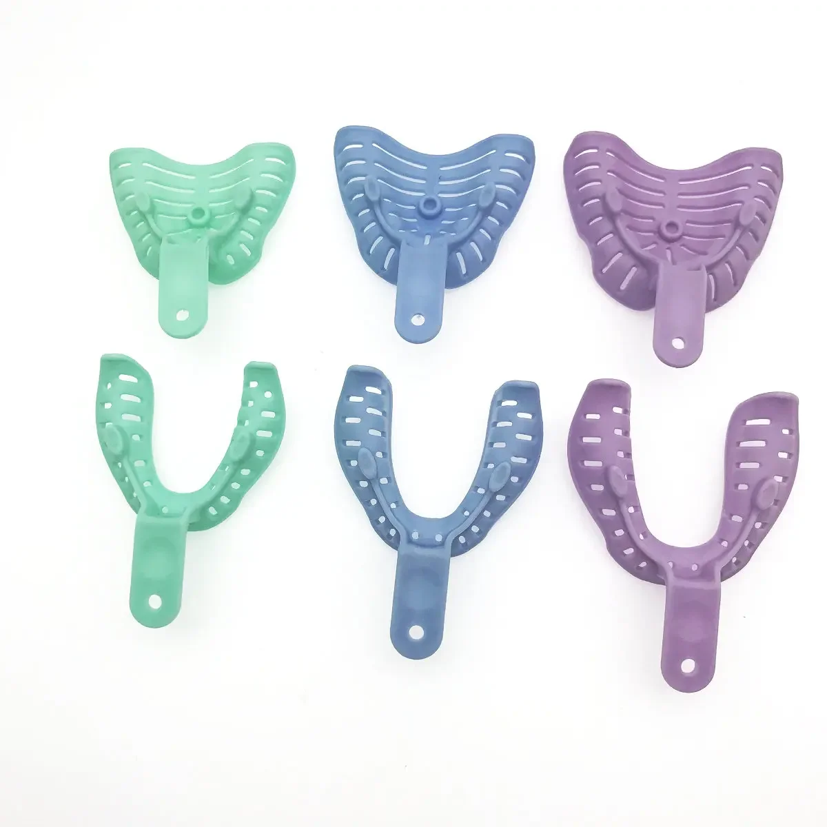 6Pcs/pack Colorful Dental Impression Trays Plastic Materials Teeth Holder Dental Lab Tray Dental Plastic Tray