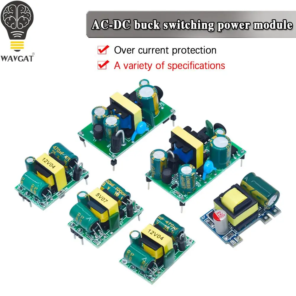 AC-DC 3.3V/5V/12V precyzyjny konwerter Buck AC 220v do 5v DC transformator obniżający moduł zasilania 1A 12W