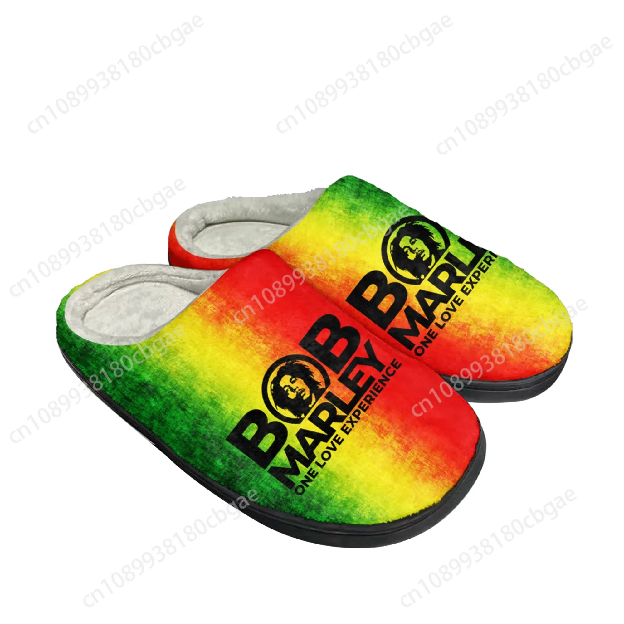 Bob Marley Reggae Rasta Singer Home Baumwolle benutzerdefinierte Hausschuhe Herren Damen Sandalen Plüsch lässig warm halten Schuhe Thermo-Slipper