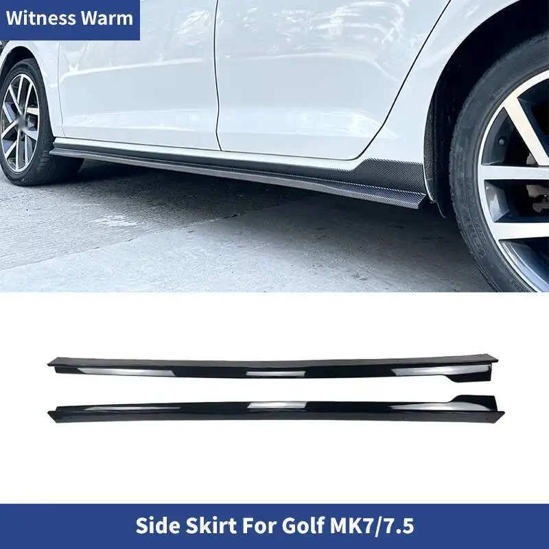 

ABS глянцевый черный карбоновый вид боковые юбки удлинитель губ боковые разветвители для VW Golf MK7 MK7.5 2013-2019
