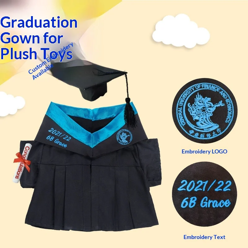 

Graduation Gown And Cap Custom Embroidery For Stuffed Bear Plush Dolls Kindergarten University Outfits With Customized Name Logo