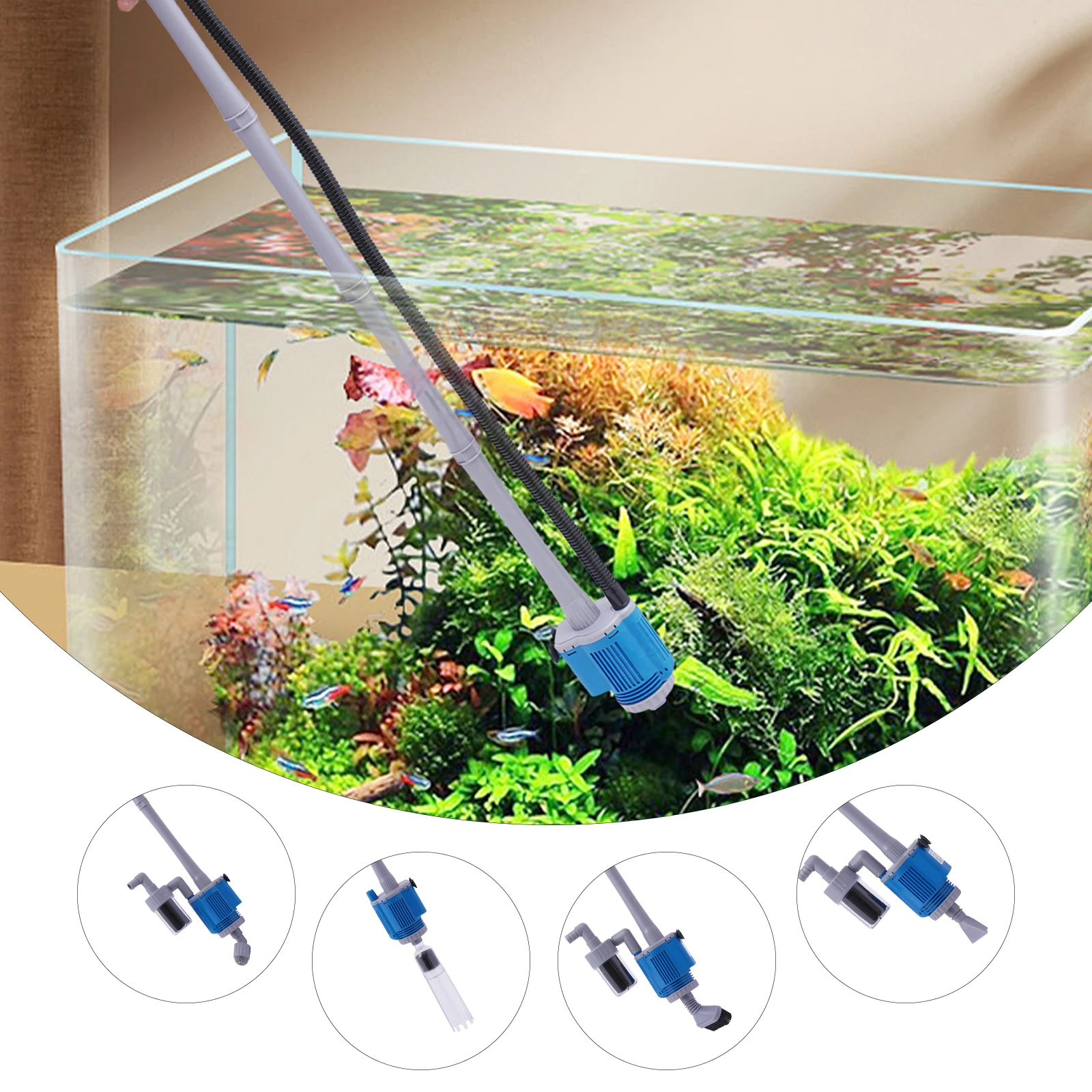 Automatisches Aquarium-Reinigungsgerät mit Abnehmbarem Elektrischem Vakuum-Wasserwechsler für Wasserwechsel/Entfernung von Abfällen/Sandreinigung