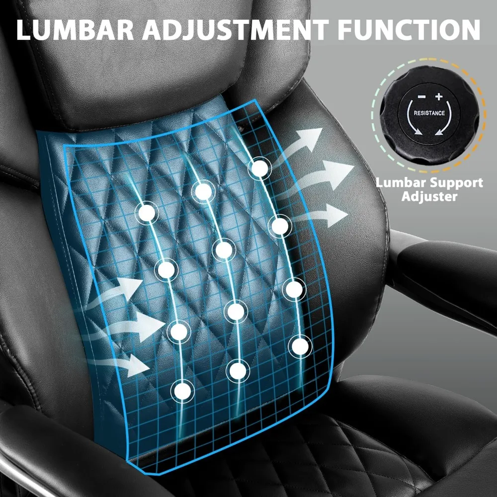 كرسي مكتب كبير وطويل - كرسي تنفيذي مريح ذو سعة 600 رطل ​