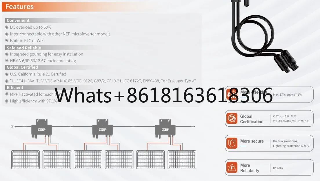 Nep BDM-600 Smart Grid Connected Solar Micro Inverter WiFi Communication MPPT Pure Sine Wave Micro Inverter