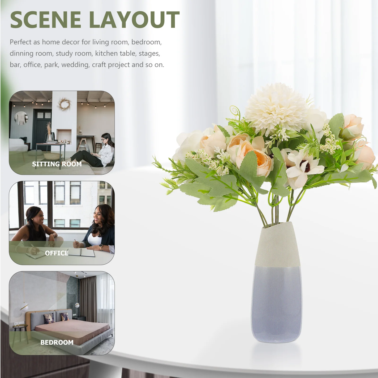 

Artificial Sunflower Bouquet Realistic Faux Floral Flower Arrangement Supplies Wedding Decor Plastic Silk Fake Flower