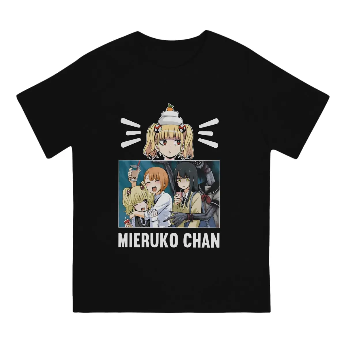 Mieruko Chan Horror Anime Men's TShirt Miko Yotsuya Friend Distinctive T Shirt Original Sweatshirts Hipster