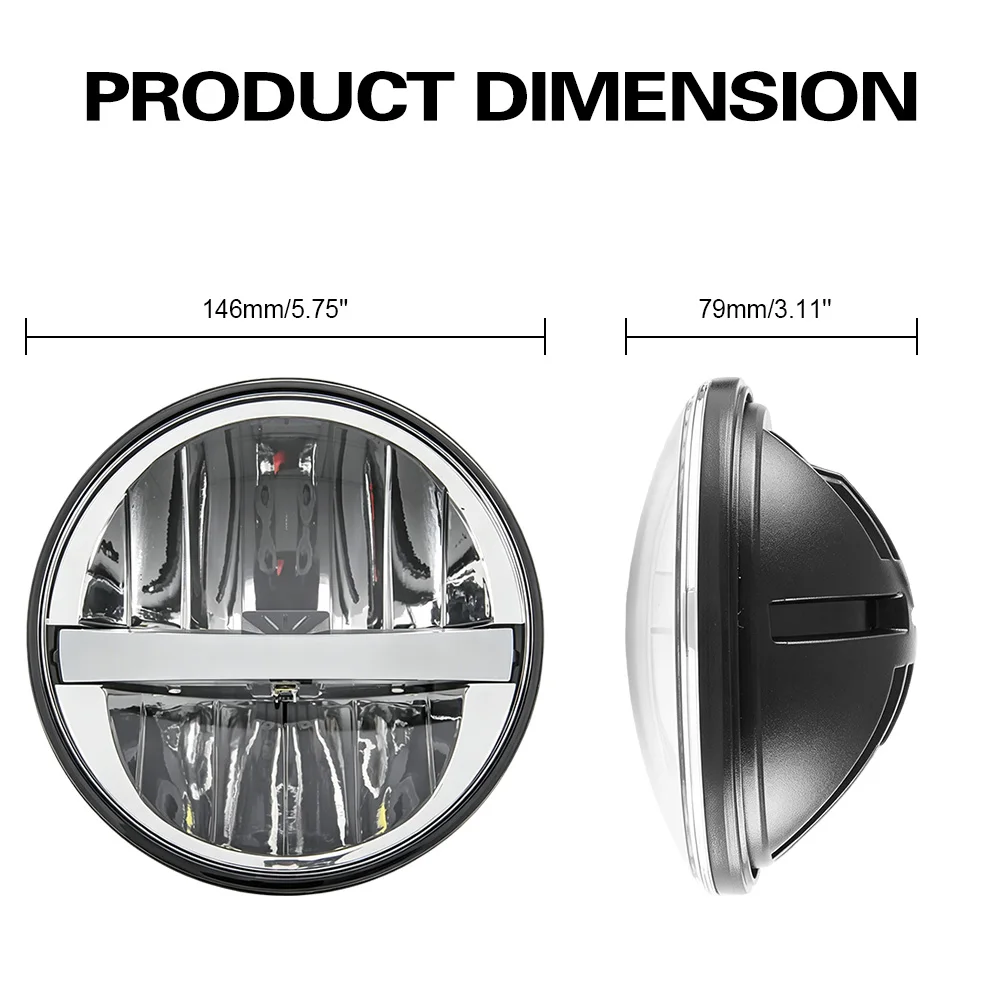 5.75 inch Motorcycle LED Headlight Faro Moto Light Halo White DRL Angel Eyes For Dyna Sportster Softail 5 3/4