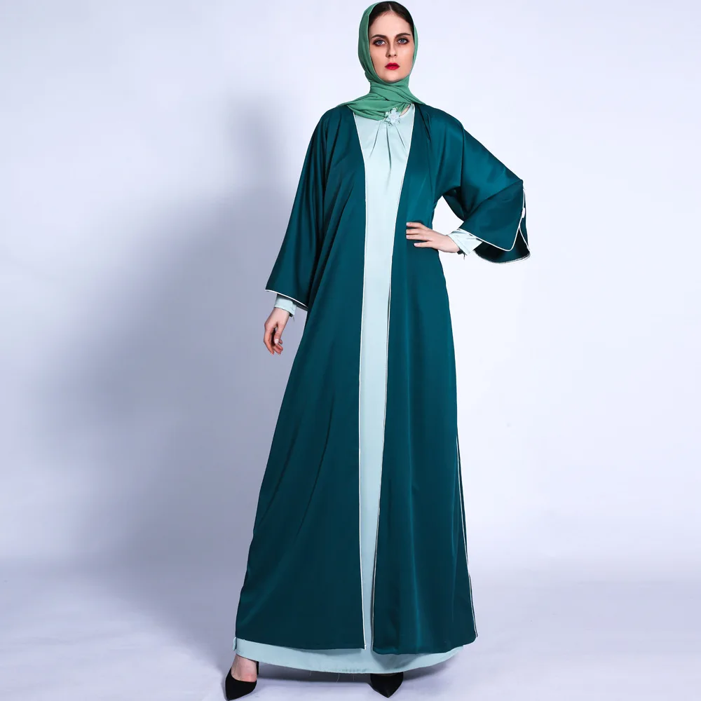 Robe Femme Musulmane cárdigan exterior vestido musulmán para mujer Color sólido cárdigan de cintura suelta Abaya Kimono