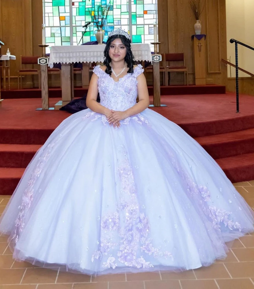 Vestidos De quinceañera morados elegantes personalizados 2024 Vestido De baile apliques De flores 3D Vestido dulce 16 con cuentas Vestido De 15 Años YQD75