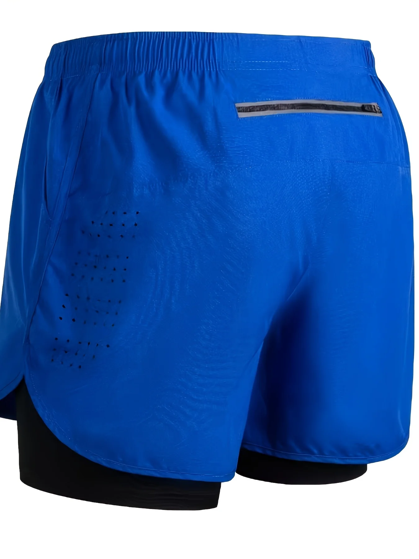 Summer Mens Jogging 2 In 1 Shorts Single Diamond Geometric Print Quick Dry Fabric With Back Reflective Zipper Storage Pocket