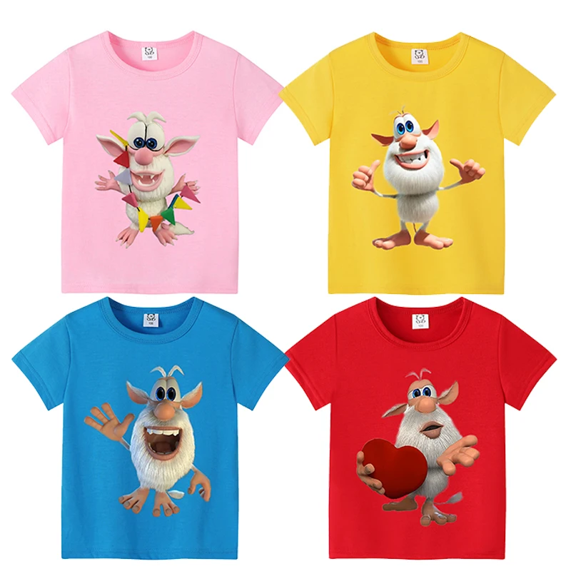 Cute Cartoon Booba Kids T Shirt Cat Russian White Pig Print Tees Toddler Short Sleeve Tops Boy Girl Summer Children Clothes