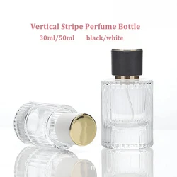 30ml/50ml Refillable Clear Glass Perfume Bottle Striped Spray Makeup Dispenser Bottle with Perfume Dispenser Syringe