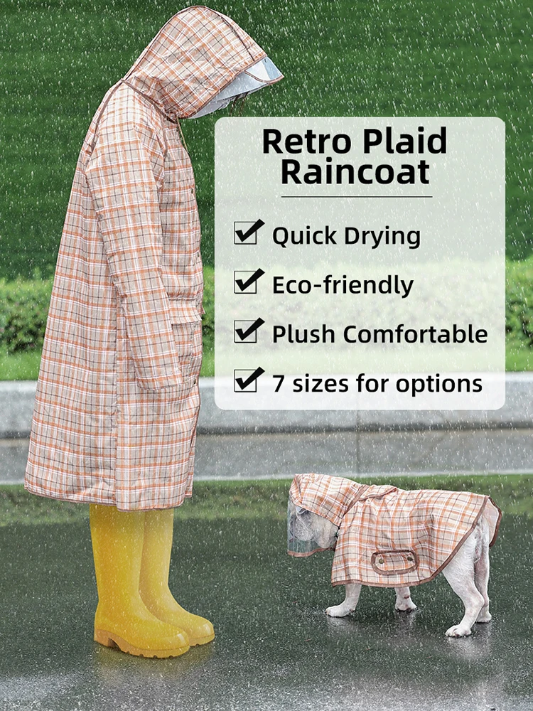 Pets Dog Raincoat Waterproof Parent-Child Pet Clothes Quick Drying Puppy Rain Coat Jacket for Small Breeds Medium Large Big Dogs