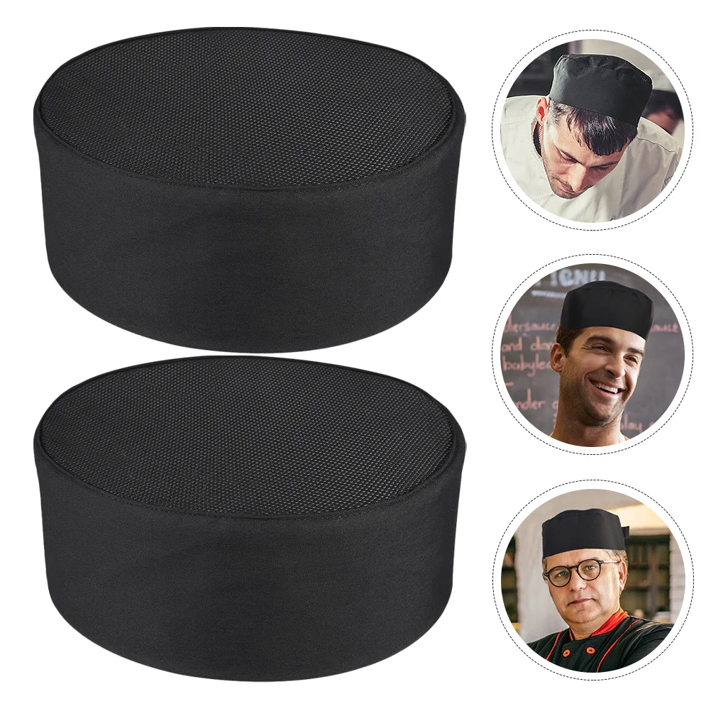 Gorros de Chef para hombre, gorros de cocina ajustables y transpirables, color negro, duraderos, gorros de trabajo para Catering, gorros de Chef, gorro protector transpirable, 2 uds.
