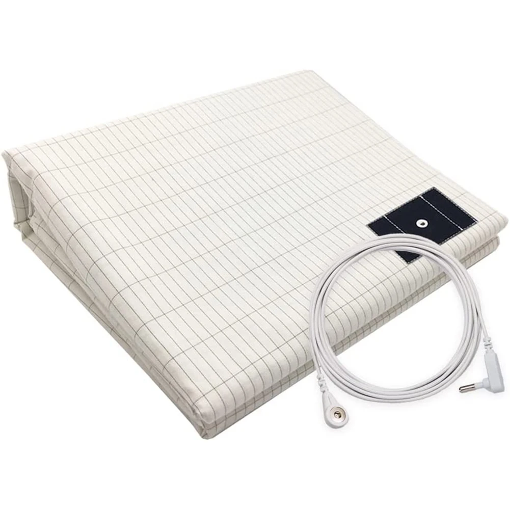 Grounding Sheet Queen Earthing Sheet Grounding Bed Sheet With Cord 95% Cotton And 5% Soft Silver Thread For Healing Sleep