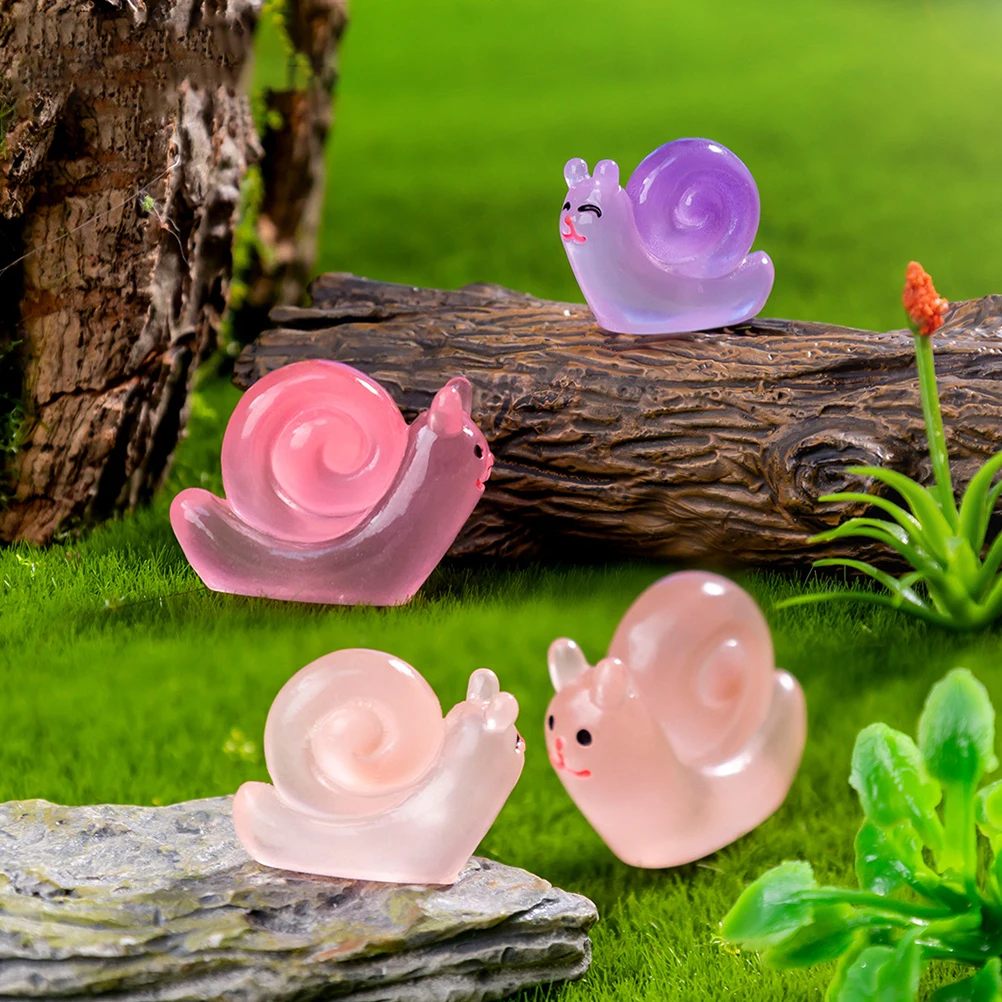 

12 Pcs Snail Resin Garden Figurines Landscape Decor for Lawn Yard Balcony Night Light Animal Statues Mini Snail