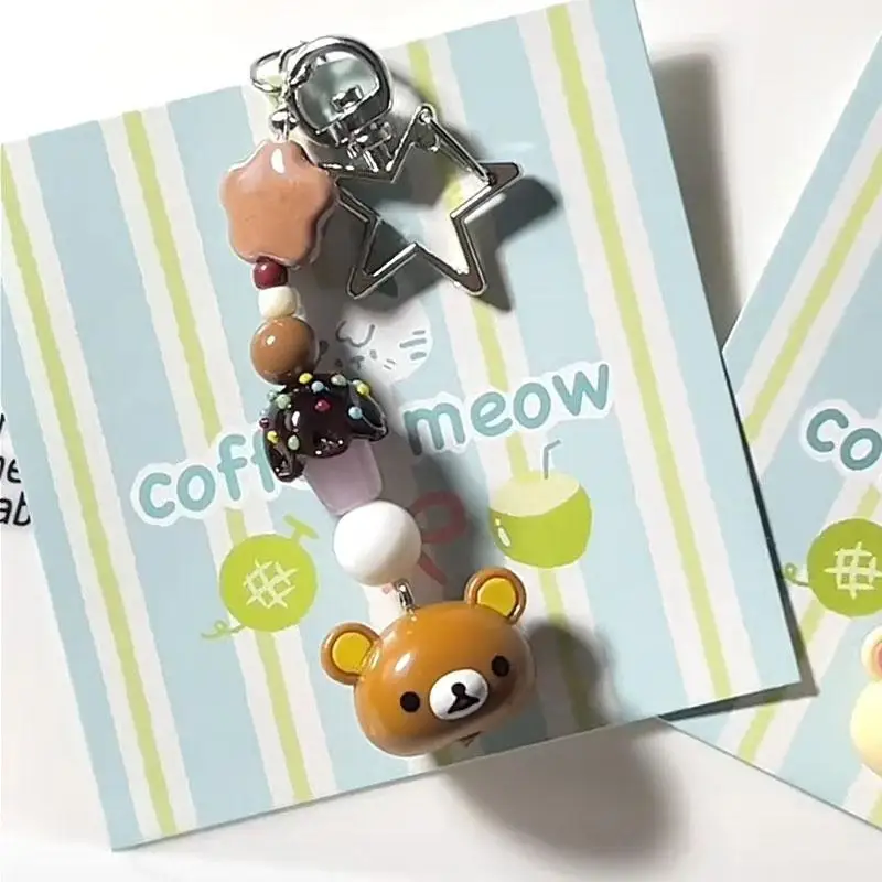 Kawaii Rilakkuma brelok akcesoria na zamek błyskawiczny Cartoon łańcuszek do telefonu aparat wisiorek dekoracja Ccd świąteczne prezenty dla chłopców i dziewcząt