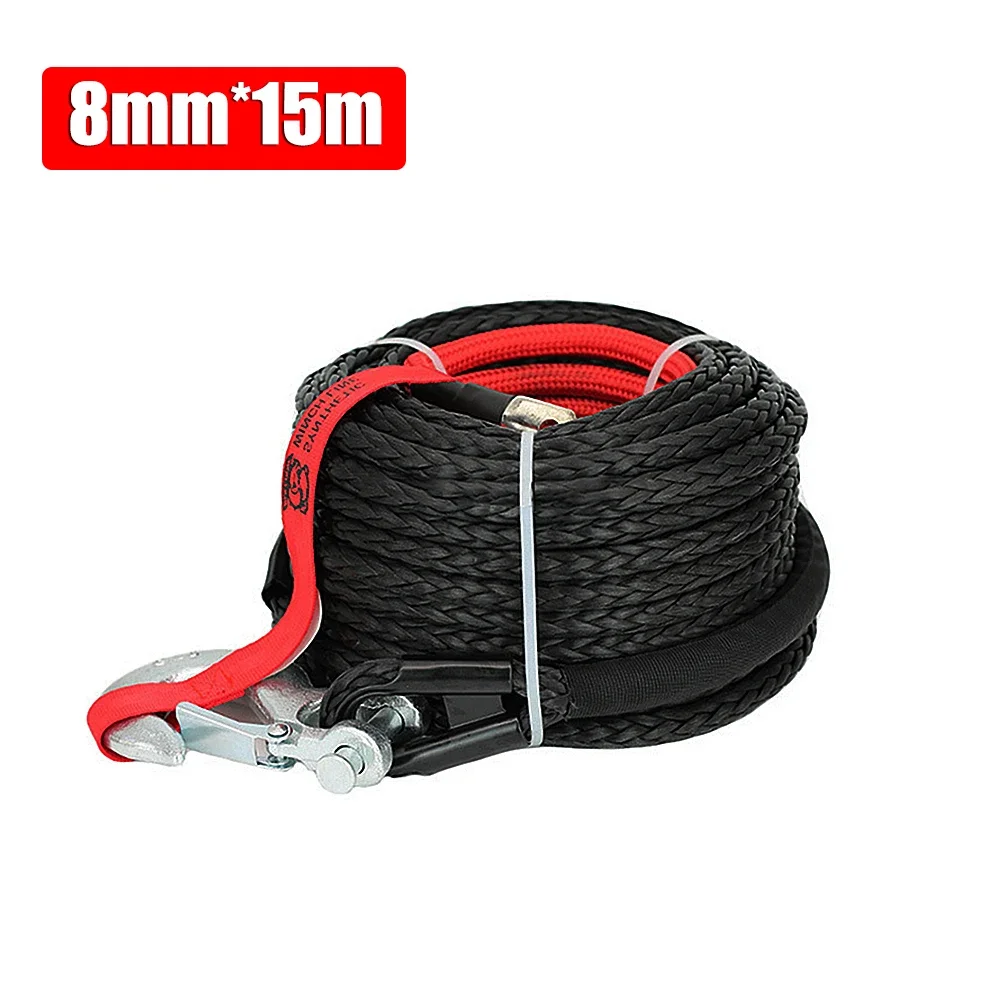 

8mm*15m Synthetic Winch Rope Tow Car 4x4 Accessories Off Road Trailer Strap Breaking Strength Max 20500LBS For ATV SUV Vehicle