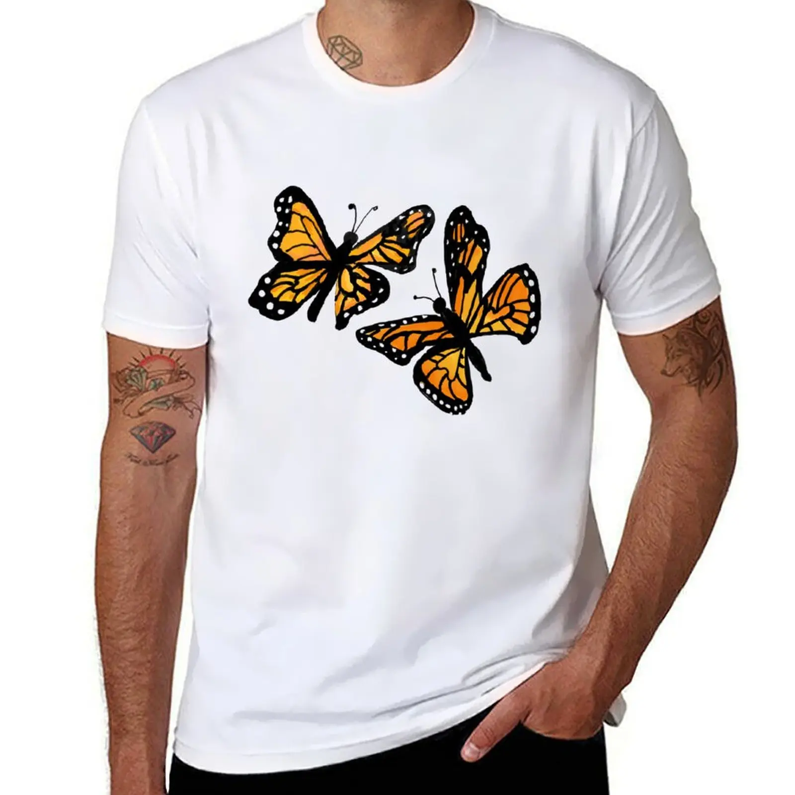 

Monarch Butterflies T-Shirt cotton t shirts high quality t shirt men 100% cotton luxury brand t shirts for man slim fit T-Shirt