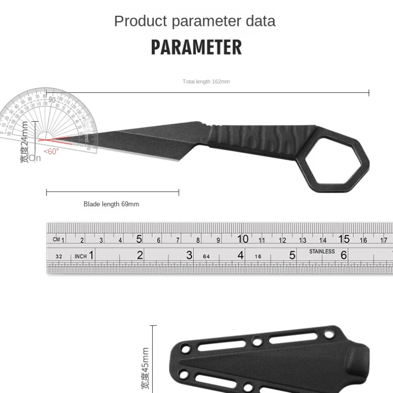 Cuchillo táctico EDC, Mini cuchillo de collar de defensa corporal, portátil, montañismo, autodefensa, funda K de cuchillo para exteriores