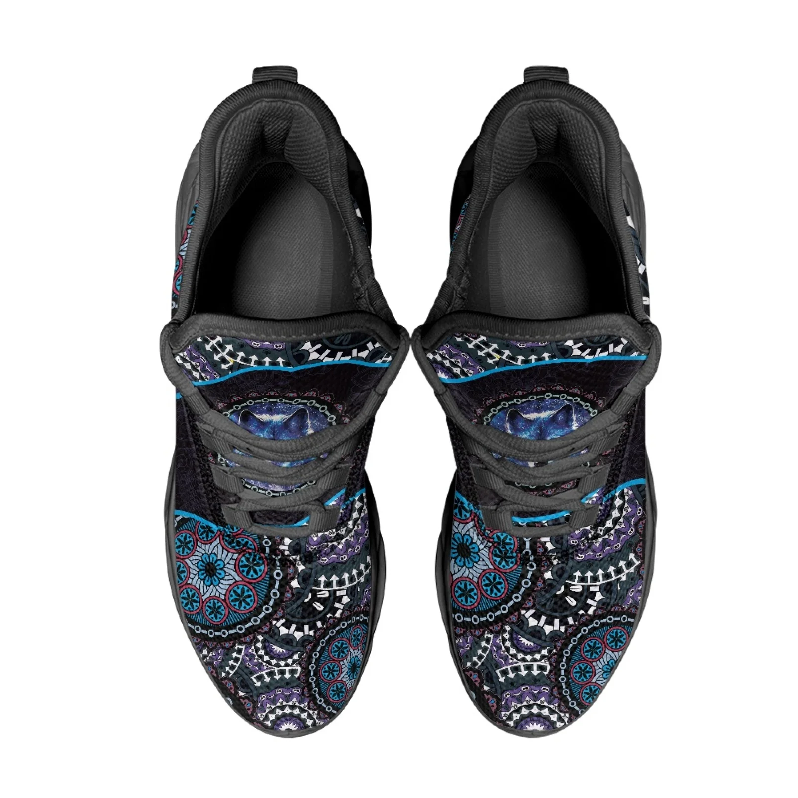 PENSTROLL Mandala Wolf Men's Sneakers Mesh & EVA Men's Fashion Sneakers Non Slip Running Shoes for Teens