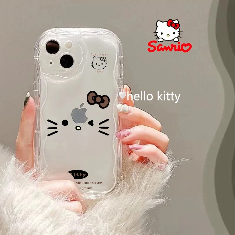 Sanrio 전화 케이스 Ins 스타일 단순 소녀 휴대 전화 쉘 키티 고양이 애니메이션 for Iphone Iphone 케이스 Cinnamoroll Gift