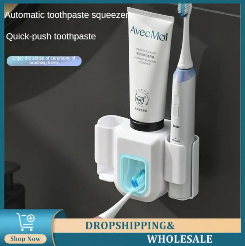 Automatic Toothpaste Dispenser Squeezers Toothpaste Tooth Dust-proof Toothbrush Holder Wall Mount Stand Bathroom Accessories