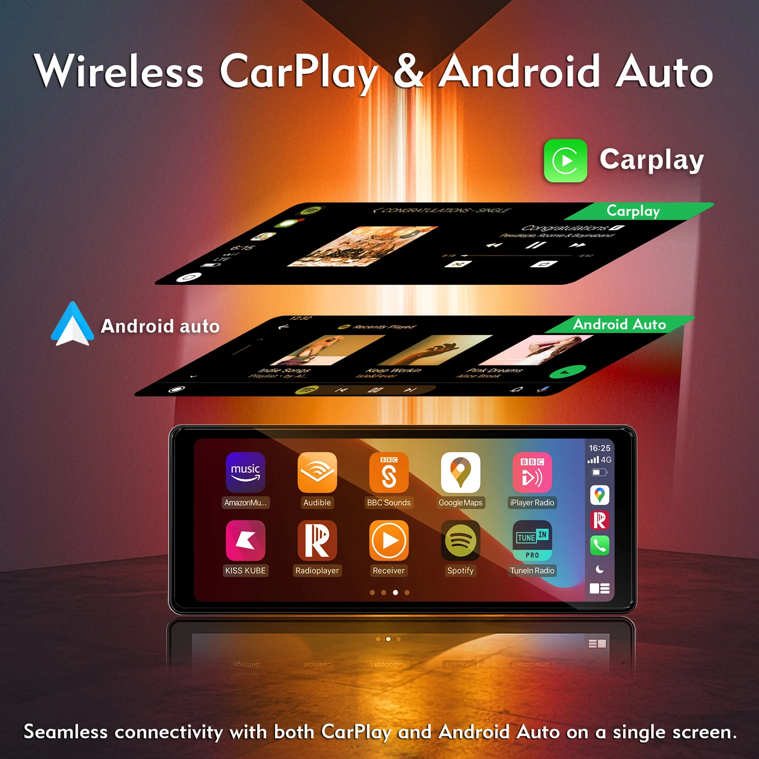 Android Auto Carplay Display 8.8’ HD Touchscreen for Car Stereo Backup Camera Car Radio with Mirror Link/Airplay/BT Hands-free