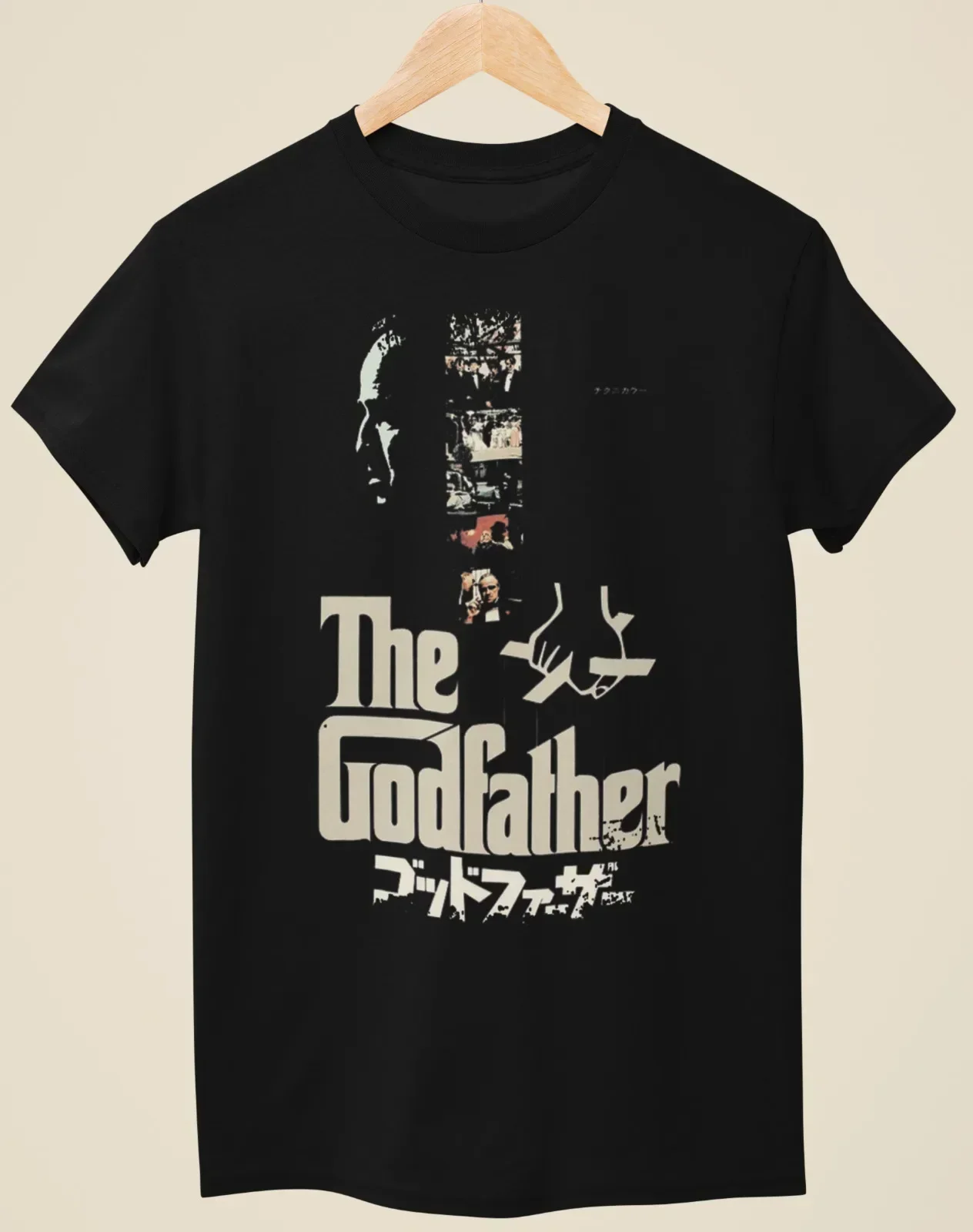 Le Parrain - T-shirt noir unisexe inspiré de l'affiche du film japonais