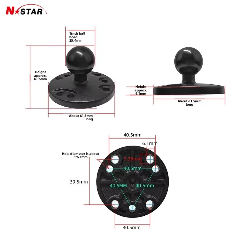 AMPS Round Plate Ball Mount Base Aluminum 1'' 25MM Ball Mount Adapter Tablet Holder Screw Mounted Round Ball Base for Ram Mount